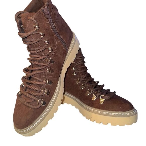 Madden Girl Tipper Brown Faux Suede Lace-Up Hiking Boots With Lug Sole Size 7.5 - Picture 2 of 7